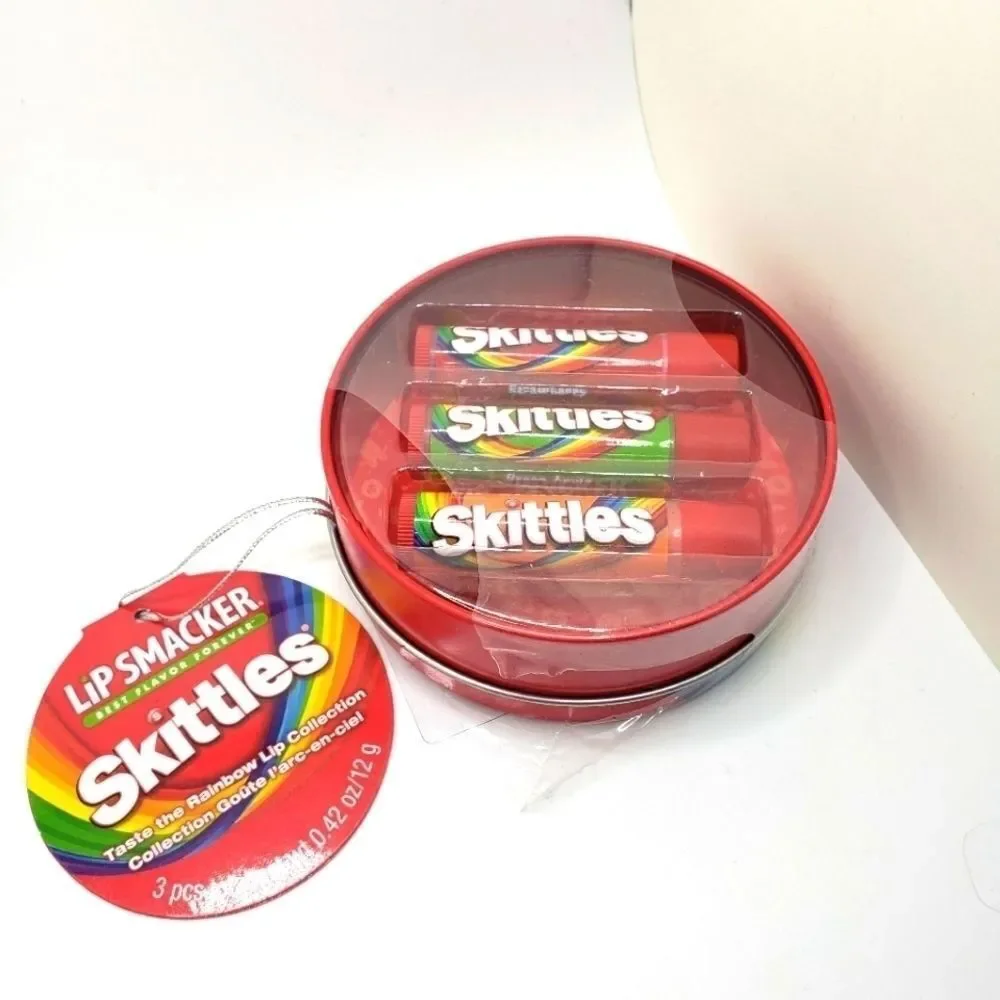 𝅺skittles lip balm with tin candy flavored Chapstick lip smacker